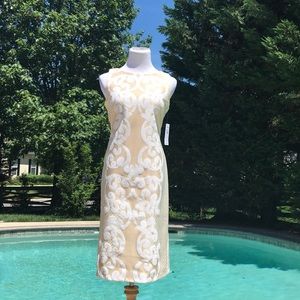 Shelby& Palmer NWT Size 6 Tan/ White Scroll Dress